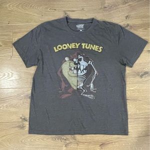 Warner Bros Looney Tunes Tasmanian Devil X-Ray Grey T-Shirt Short L Sleeve Retro